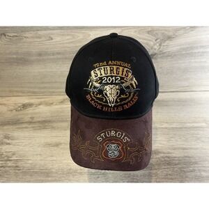 Sturgis‎ Black Hills Rally 2012 Strapback Hat Cap Embroidered Suede 72nd Annual